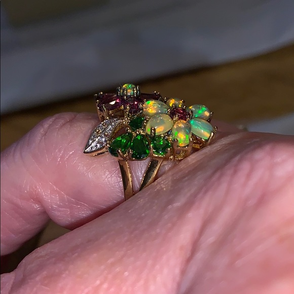 Garnet, diopside, white topaz, 5.41ctw, SS RING, 8 - Picture 5 of 7